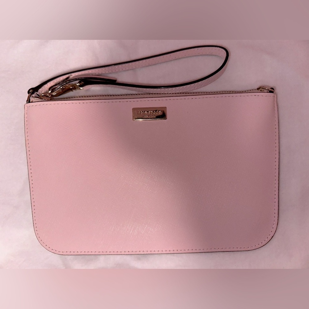 Kate Spade Wristlet Genuine Saffiano Leather Pink Gold Label BRAND NEW